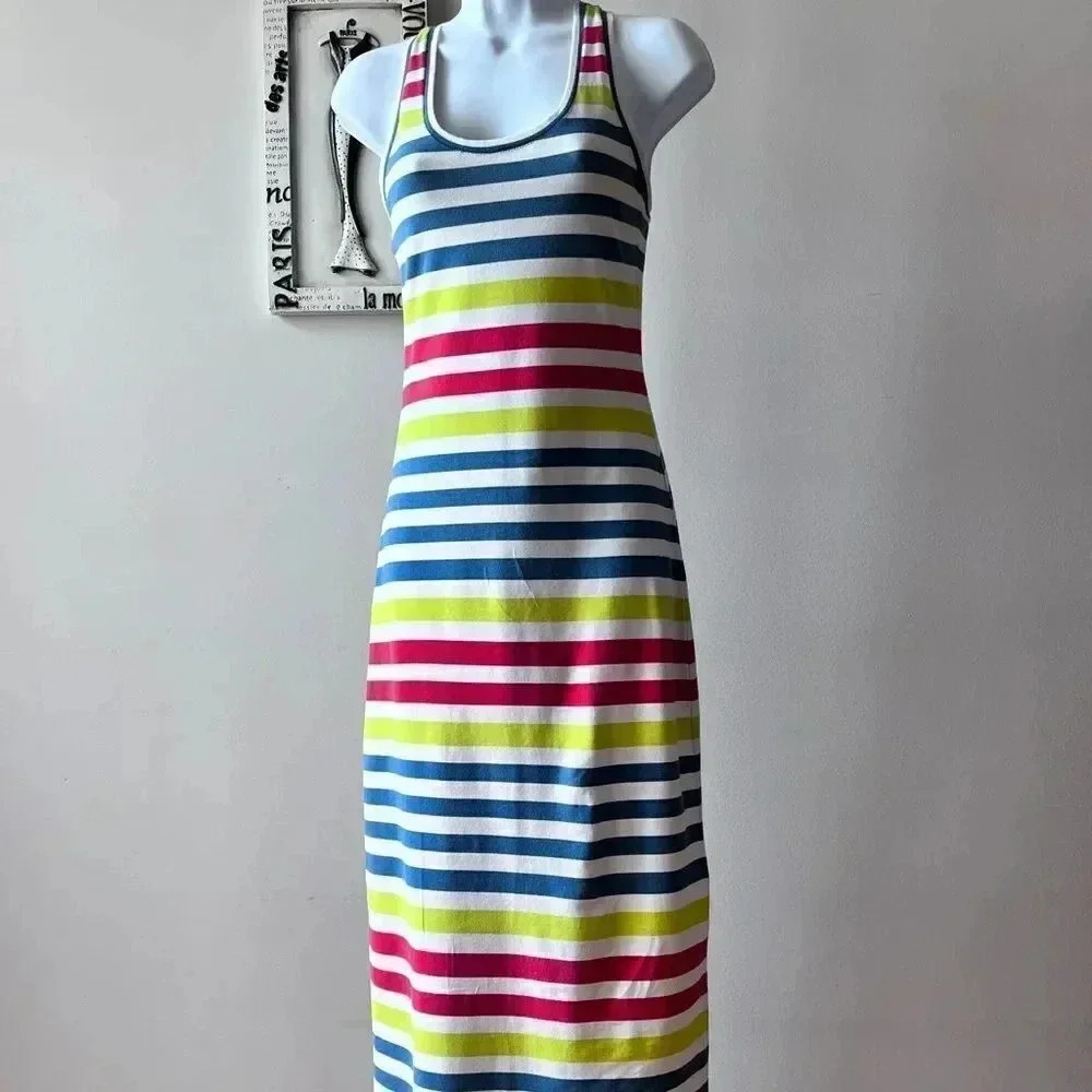 Rachel Roy Striped Racerback Tank Maxi Dress Size XS